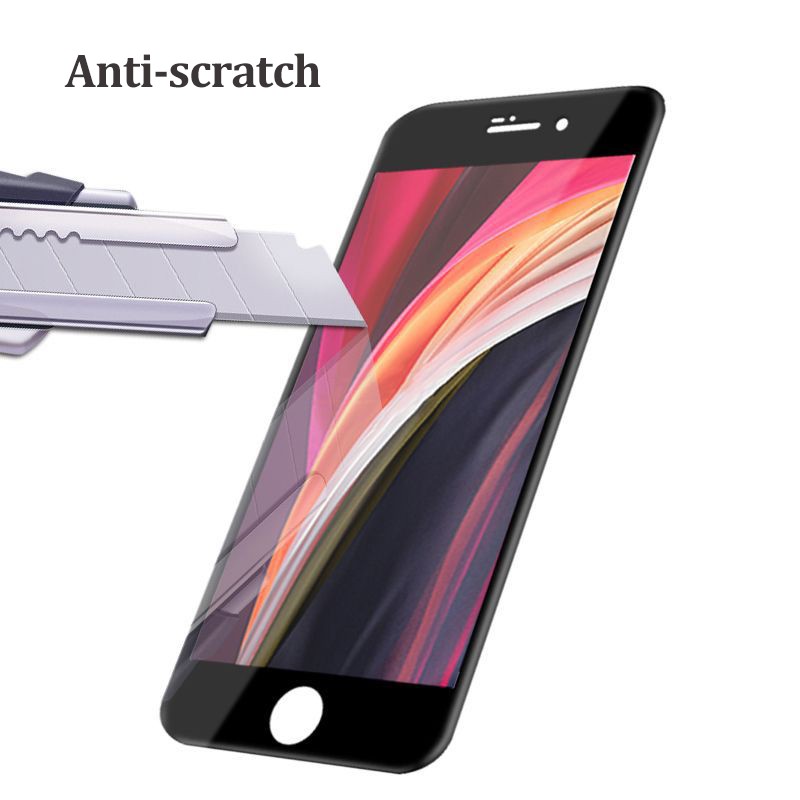 9D Full Coverage Cover Bảo vệ màn hình kính cường lực iPhone SE2 6 7 6s 8 Plus 2020 Đen trắng
