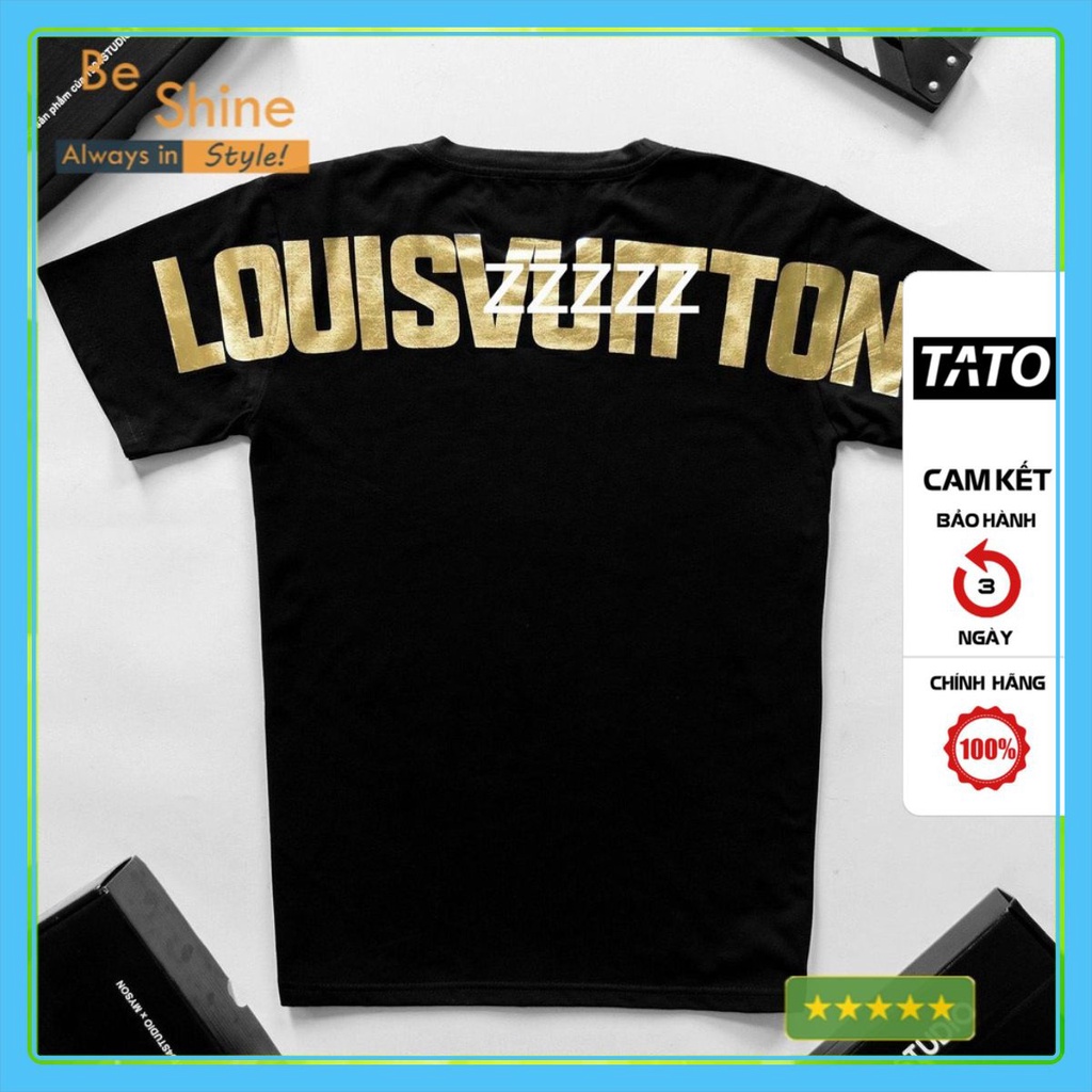Áo Thun Unisex Form Rộng LV S Louis. Vuitton DCV In Nhũ Vàng Độc Đáo - Áo Phông Tay Lỡ Cotton Cổ Tròn - Beshine Clothing