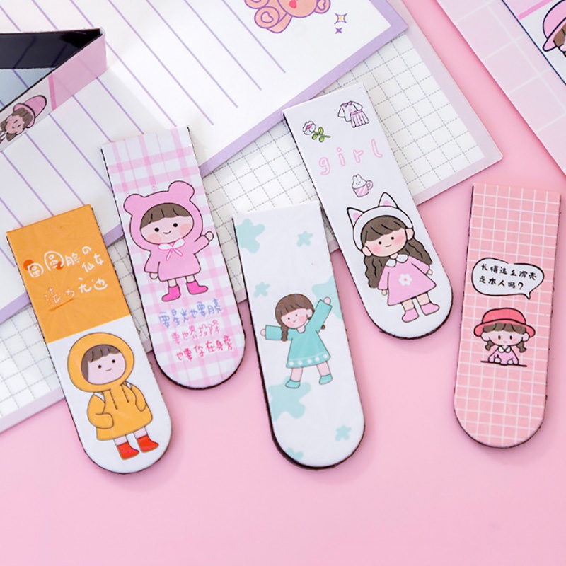 Bộ 6 Kẹp Giấy Hai Mặt Từ Tính Họa Tiết Hoạt Hình Dễ Thương Sáng Tạo