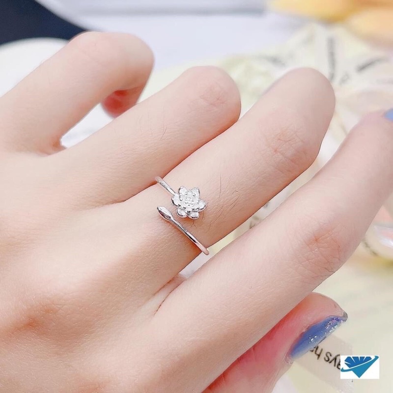 Nhẫn nữ bạc ta, nhẫn hoa sen dạng hở đeo mọi ngón tay - Kho sỉ bạc Nhất Linh