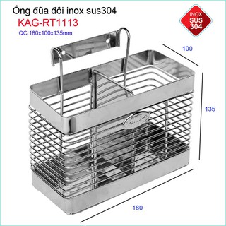 Ống đũa đôi vuông KAG-RT1113, ống đựng đũa nhà bếp Inox SUS304 siêu bền giá tốt sử dụng tốt