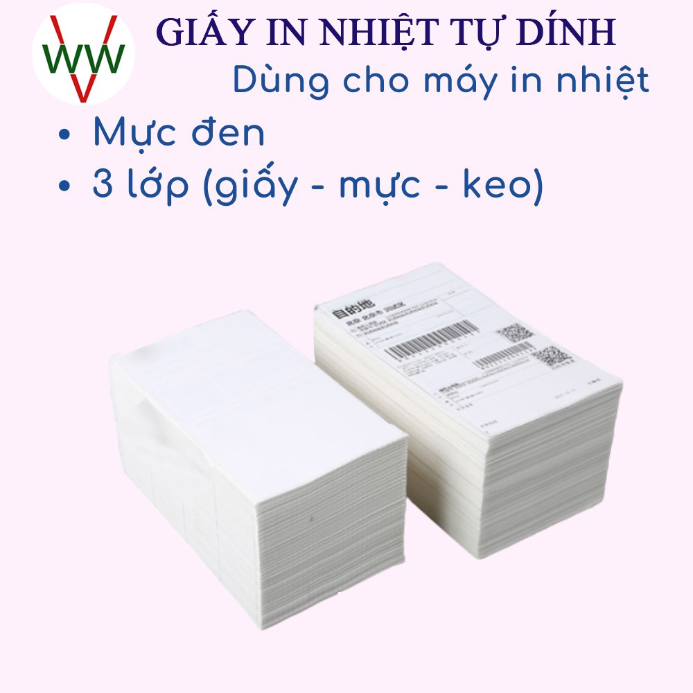 Tệp 500 tờ 100x150mm Giấy In Nhiệt Tự Dính Loại Dày Dạng Tập 500 Tờ In Đơn Shopee, CÓ SẴN LỚP DÁN WinWin4Vic