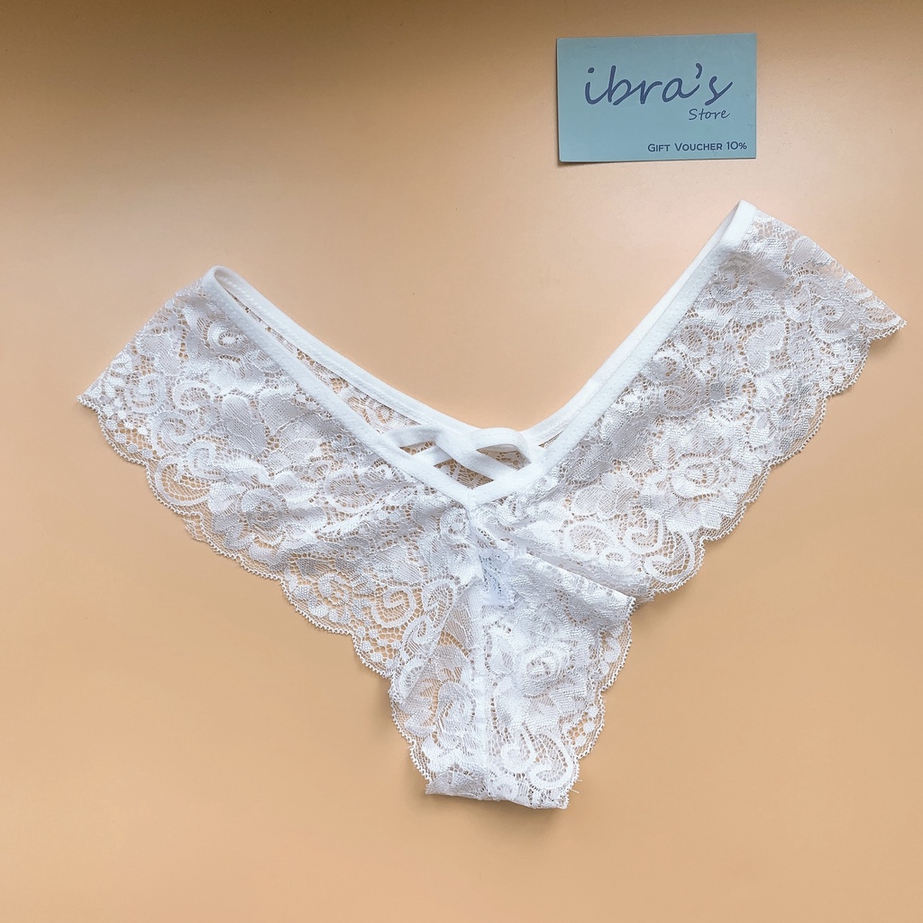 Quần lót ren lọt khe nữ chất cotton trơn mềm sexy cạp thấp thoáng khí , IBRA'S STORE iB083