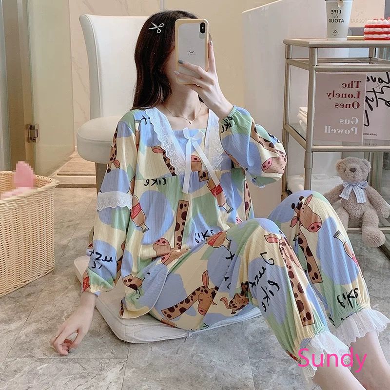 Đồ ngủ tay dài thiết kế trẻ trung hợp mốt thời trang cho nữ