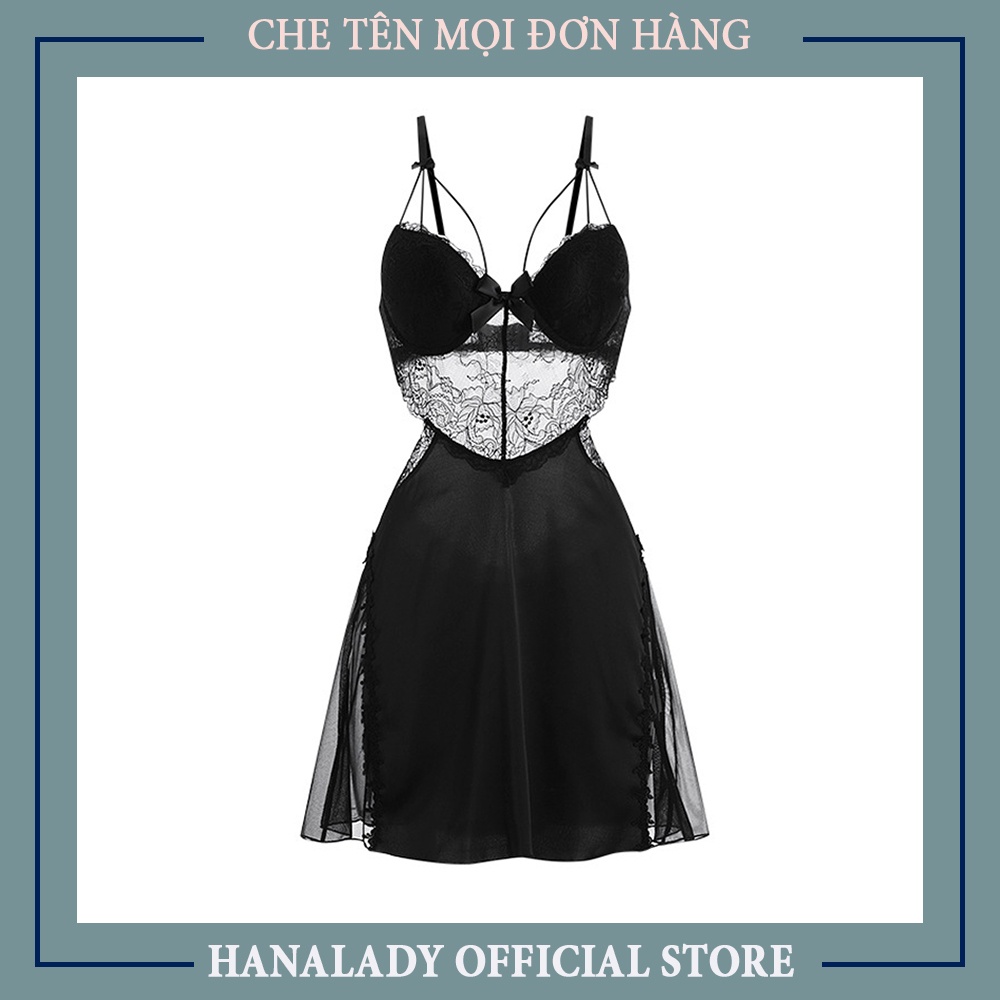 Váy ngủ gợi cảm có mút ngực đầm ngủ phối ren quyên rũ tinh tế V513