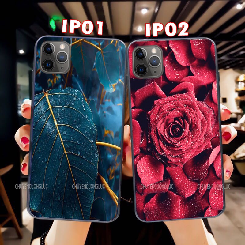 [SALE] ỐP lưng kính cho iphone 12/ 12 PRO/ 12 PROMAX/ 12 MINI in hình hoa lá siêu hot