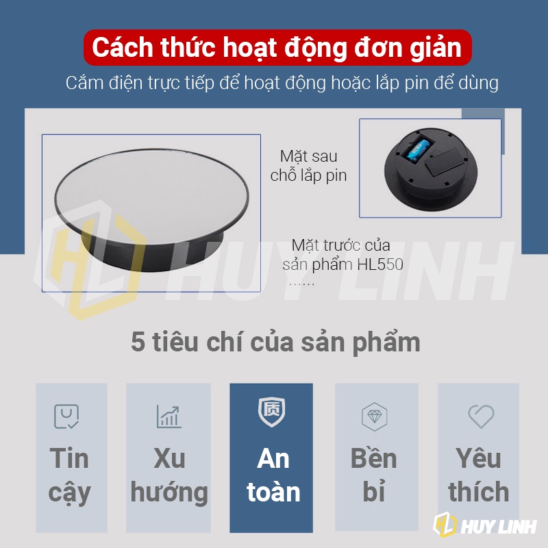 Đế xoay tròn chụp hình quay sản phẩm HL550 - Chịu tải trọng tối đa 3Kg