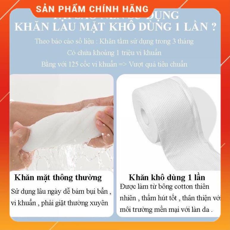 Khăn Mặt Khô Dùng 1 Lần 100% Bông Tự Nhiên - Cuộn Khăn Mặt Tẩy Trang, Lau Mặt Khô, Ướt