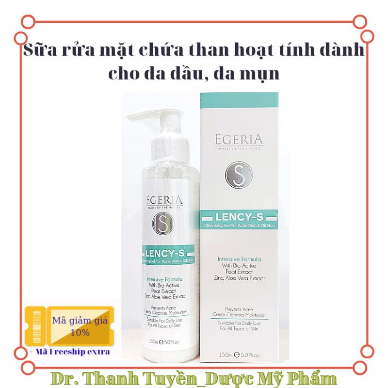 Sữa rửa mặt giúp làm sạch sâu, giảm và ngăn ngừa mụn EGERIA Lency-S Cleansing Gel For Acne Skin & Oil Skin 150ml