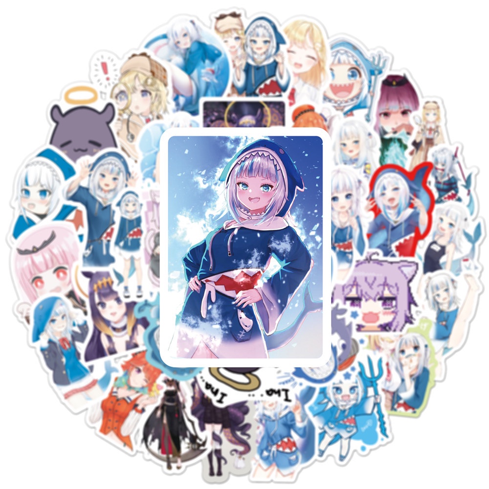 J· Bộ Hình Dán Chống Thấm Hololive Vtuber Gawr Gura, 50 tờ/bộ