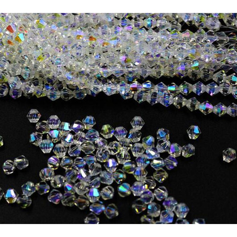 Set chuỗi hạt thủy tinh 4mm màu trắng dùng làm trang sức