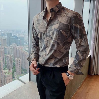 【Non-iron shirt】Men Formal Button Smart Casual Long Sleeve Slim Fit Suit Shirt Spring men's casual shirt men's long sleeve Korean slim design shirt men's trend handsome business men's non iron