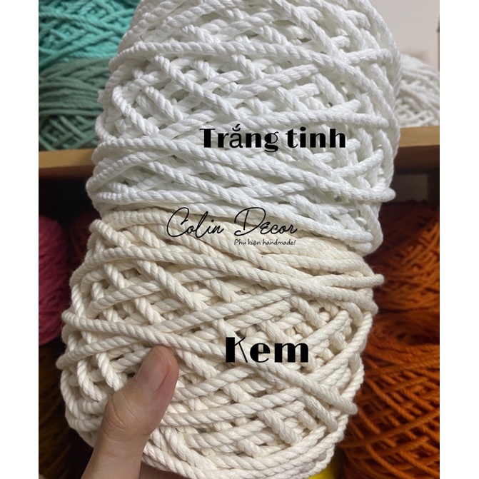 1kg Dây thừng cotton size 3mm/4mm/5mm thắt Macrame