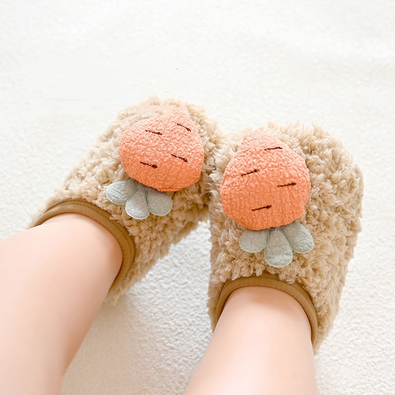 Giày Vải Lông Mềm Ấm Áp Hình Ếch Hoạt Họa Cho Bé Gái 1-5 Tuổi
