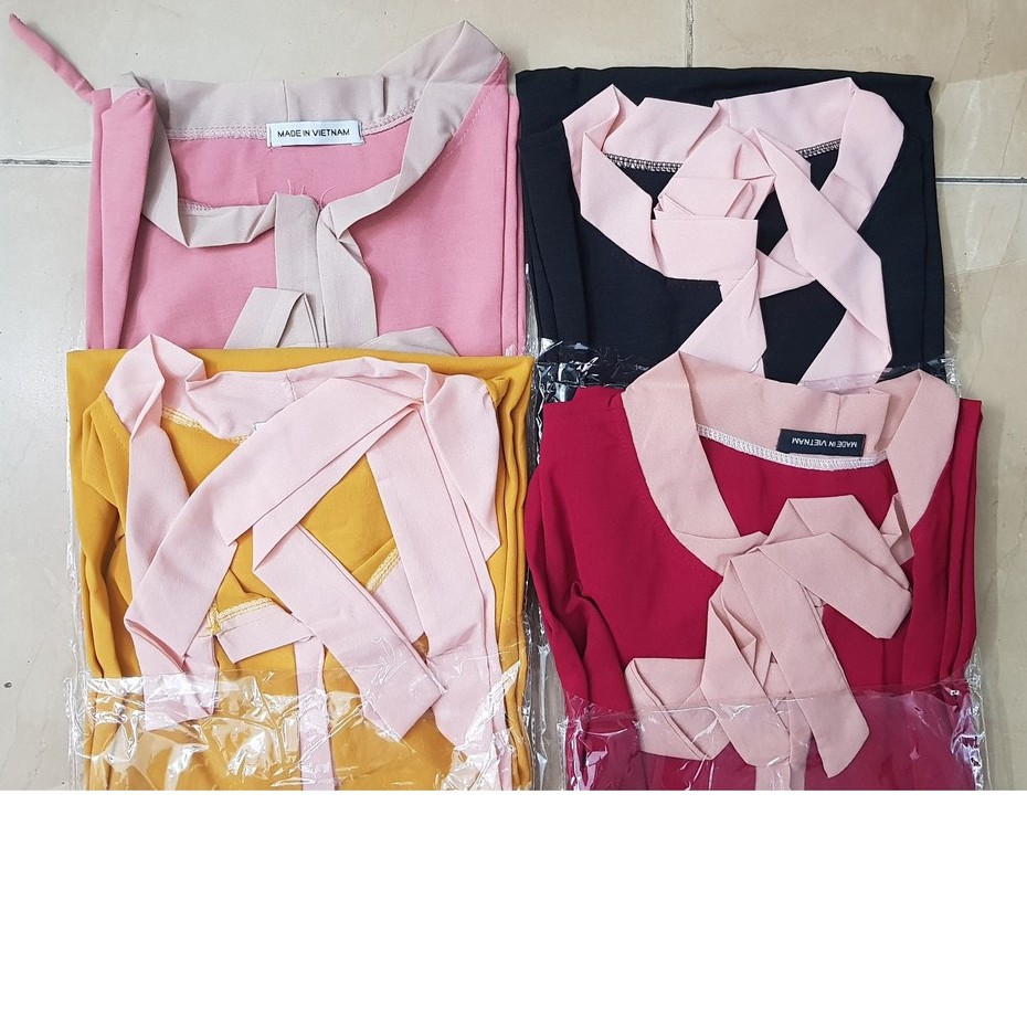 Váy bầu XUÂN HÈ cổ nơ mềm mát - 𝐕𝟏𝟐