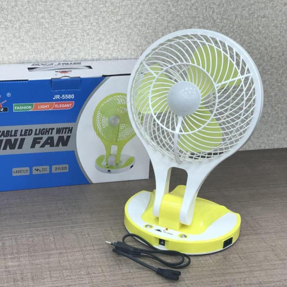 Quạt sạc tích điện mini Fan JR-5580 𝑺𝑰𝑬̂𝑼 𝑴𝑨́𝑻 𝑽𝑶̛́𝑰 3 𝑪𝑯𝑬̂́ Đ𝑶̣̂ siêu tiết kiệm pin