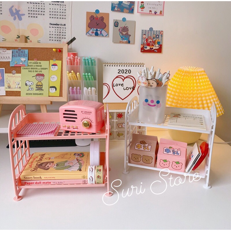 Kệ Nhựa Mini 2 Tầng Siêu Tiện Lợi,Xinh Xắn.