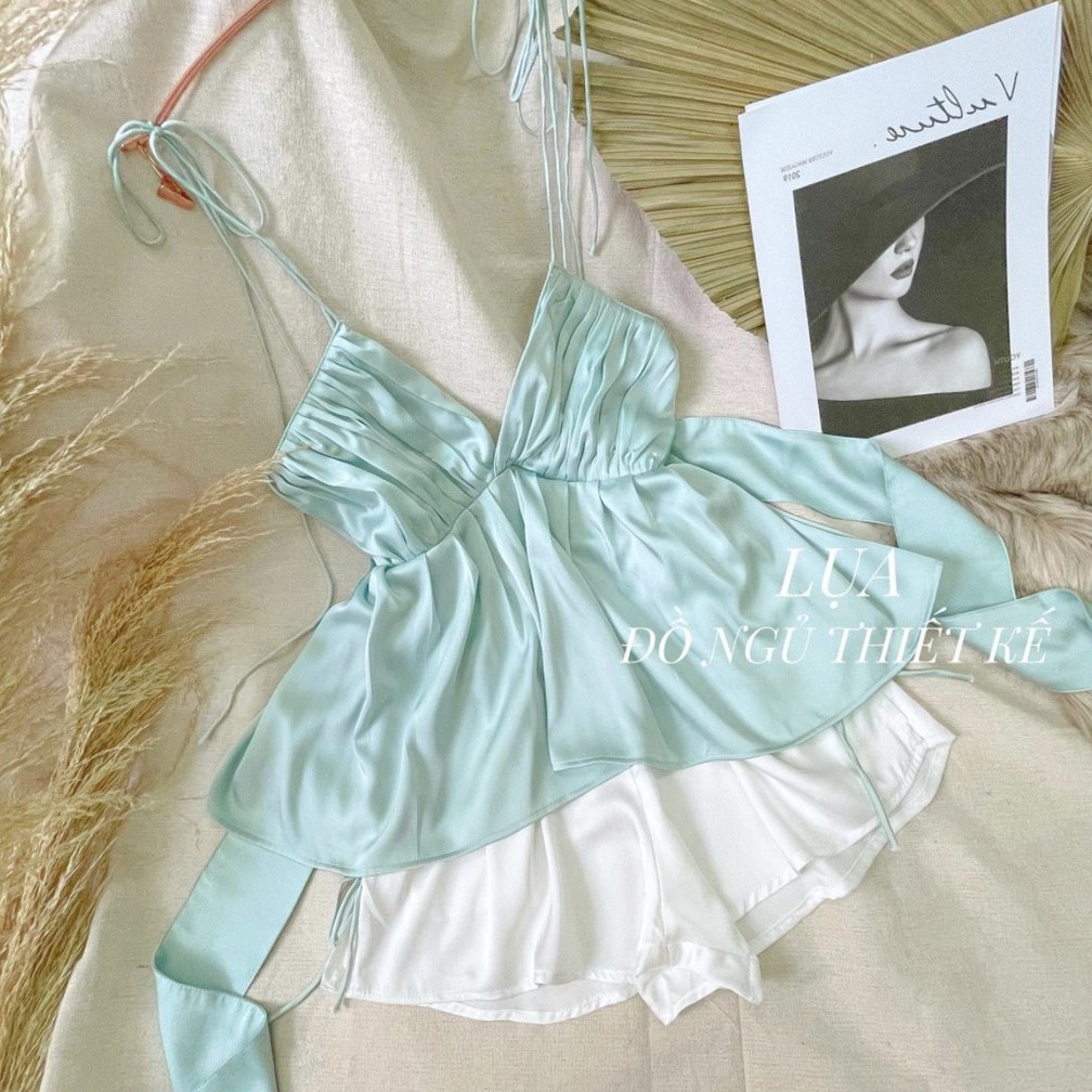 SET NGỦ LỤA NGẮN 2 DÂY - LỤA SÀI GÒN