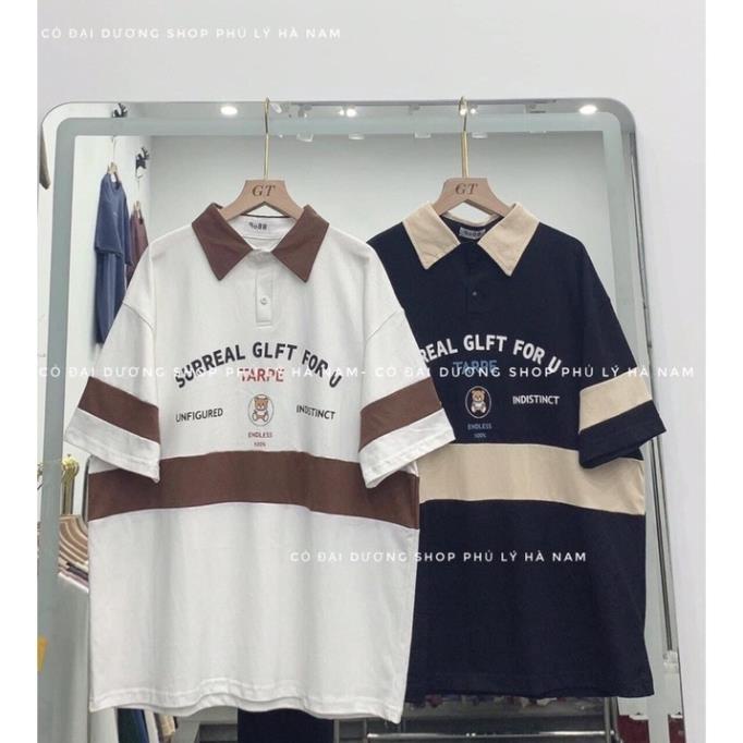 Áo Polo Nam Nữ,Outfit Phối Cầu Kỳ In Gấu Chữ Ngực TARPE Áo Ngắn Tay Cổ Bẻ Chất Thun Cotton Cao Cấp Thoáng Mát(Ảnh Thật)