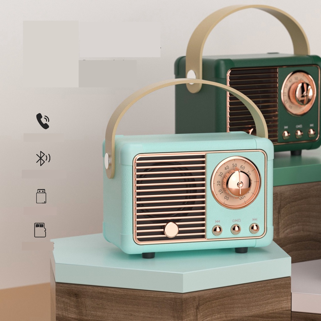 Loa bluetooth HM11 kiểu cổ điển có quai xách bằng da - Mẫu mới 2022