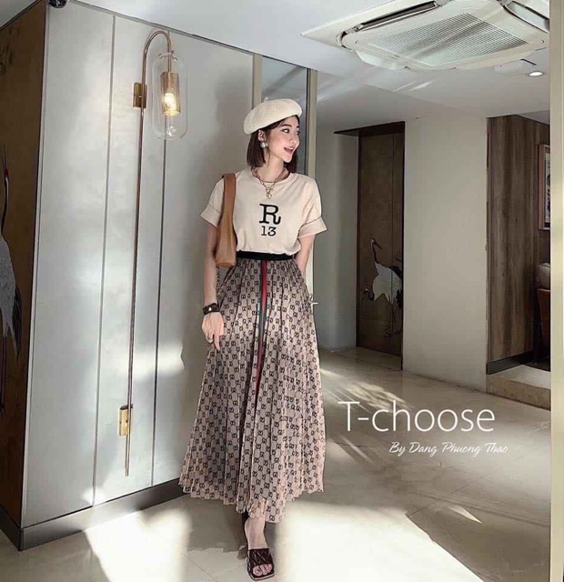 ❤️ SET ÁO THUN + CHÂN VÁY DG XẾP LY #195k