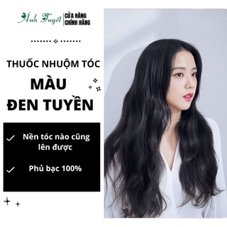 Thuốc Nhuộm Tóc Màu Đen Tuyền ̣ Phù Hợp Mọi Tone Da - Tặng Oxy trợ dưỡng COLLAGEN TRÀ XANH 100ml
