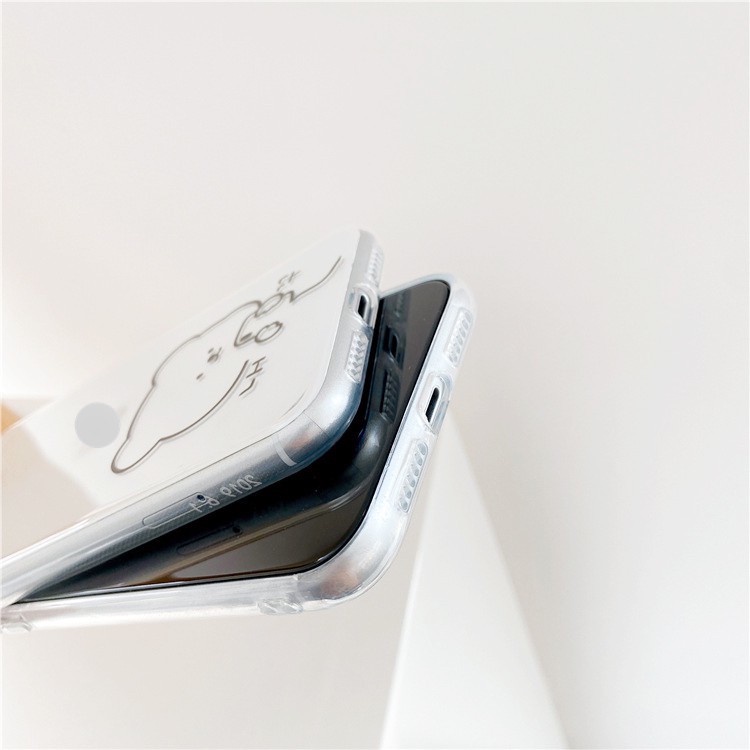 Ốp lưng iphone silicon dẻo trong Gấu Selfie dành cho ip 6 đến 14promax  - t19