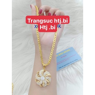 Dây chuyền nữ mạ vàng dây khoen lật mặt hoa tròn xinh xắn htj