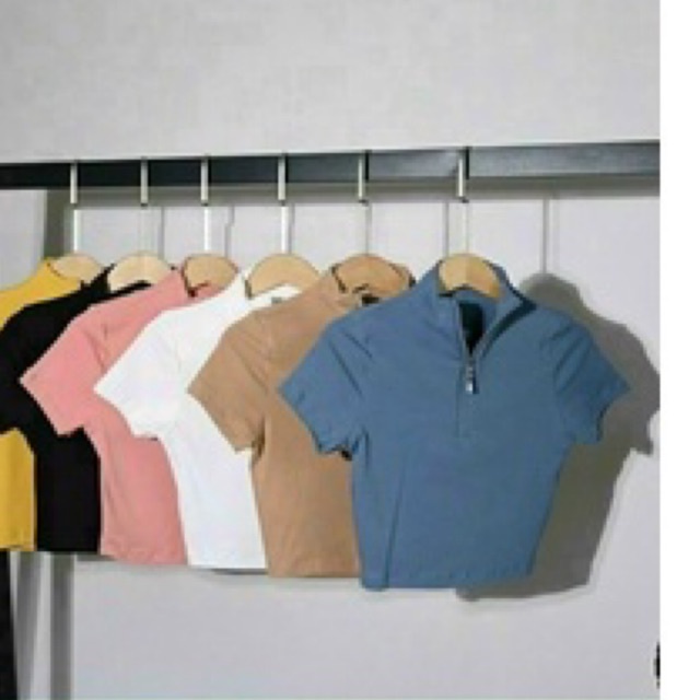 Áo thun croptop dây kéo nhiều màu LY alohashop91