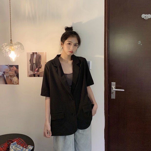 Áo vest - blazer nữ cộc tay kiểu dáng hàn quốc nhẹ nhàng công sở 2 cúc A425 SUTANO | BigBuy360 - bigbuy360.vn