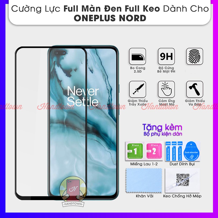 Kính Cường Lực OnePlus Nord / Nord N10 5G Full Màn Đen Full Keo Không Chấm Li Ti Chống Trầy Xước Chống Va Đập Bảo Vệ Màn