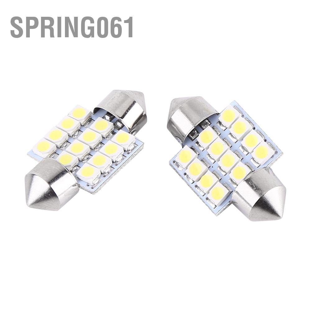 Hàng giao ngay 2 cái Trắng 12 V 12SMD 31mm Bóng đèn LED Xe hơi Đèn nội thất Cửa đọc Ánh sáng mái vòm Spring061