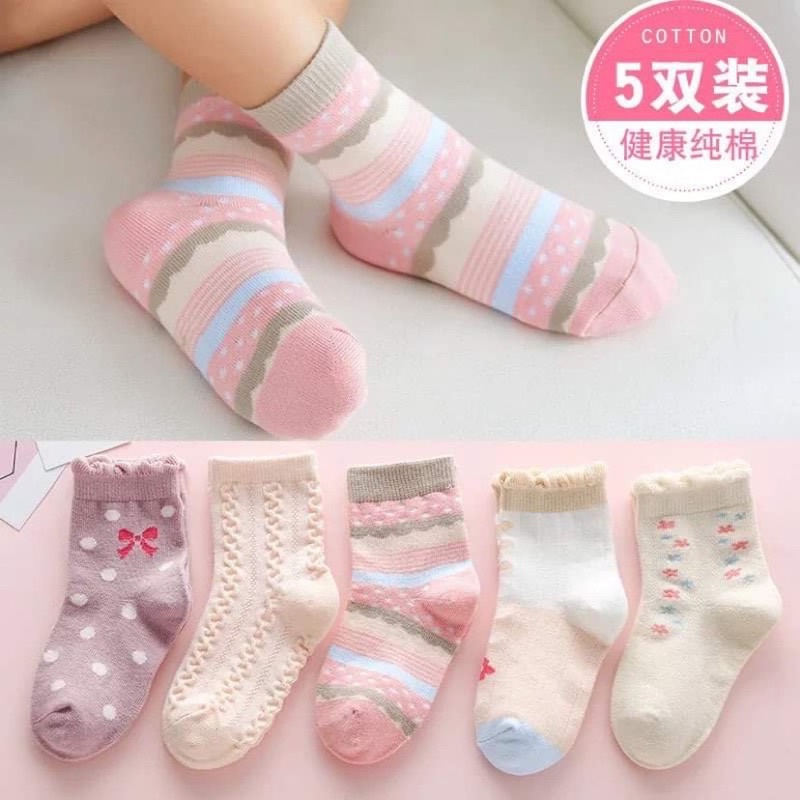 Tất cho bé gái, bé trai 1 set 5 đôi