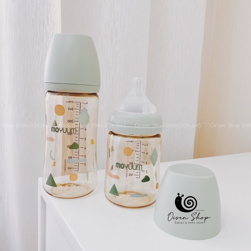 Bình sữa Moyuum Cloud, mẫu mới Nội địa Hàn Quốc 170/270ml và phụ kiện núm ti silicone mềm, nhựa PPSU,chống sặc tốt