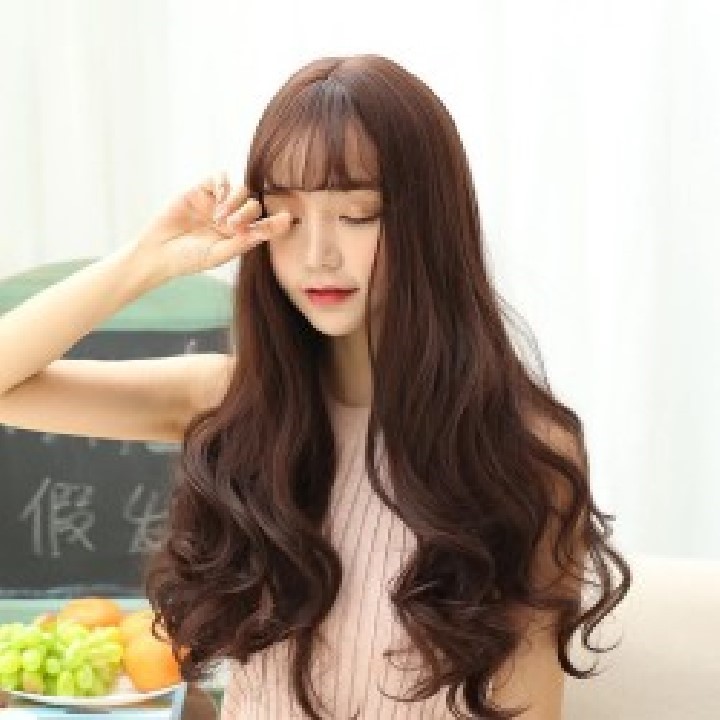 Tóc giả nguyên đầu xoăn dài đẹp xuất sắc tặng kèm lưới và lược