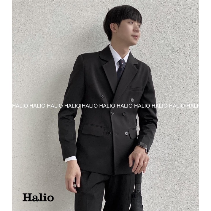 Áo Vest nam đen cổ bẻ ve, 6 khuy, dáng thoải mái, trẻ trung, lịch lãm - HALIOMAN