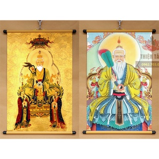 Tranh Thái Thượng Lão Quân 40x60cm bằng vải phủ bóng cao cấp dày dặn