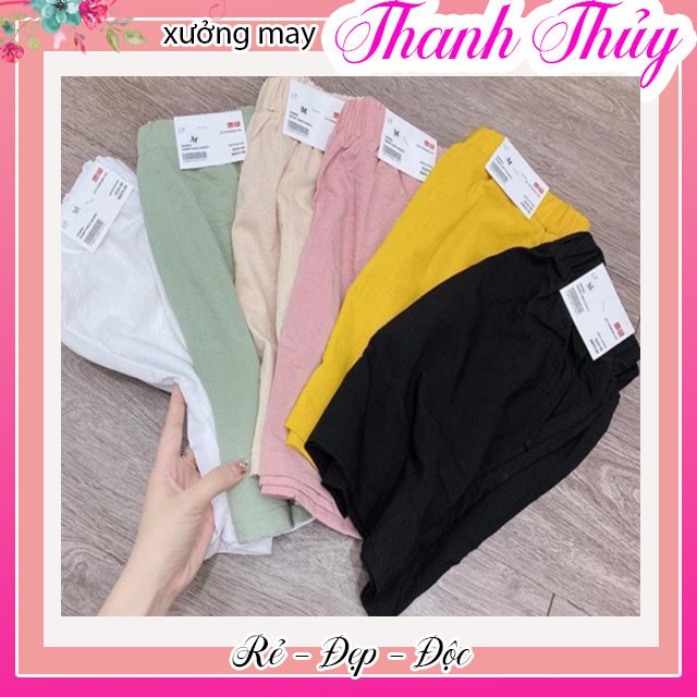 Quần short 💘FREESHIP💘 Quần đùi đũi vải cạp chun ống rộng siêu mát