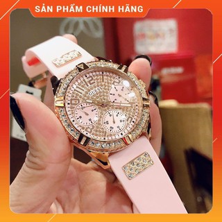 Đồng hồ nữ Guess U1160L5 dáng Hublot hồng full đá mới về