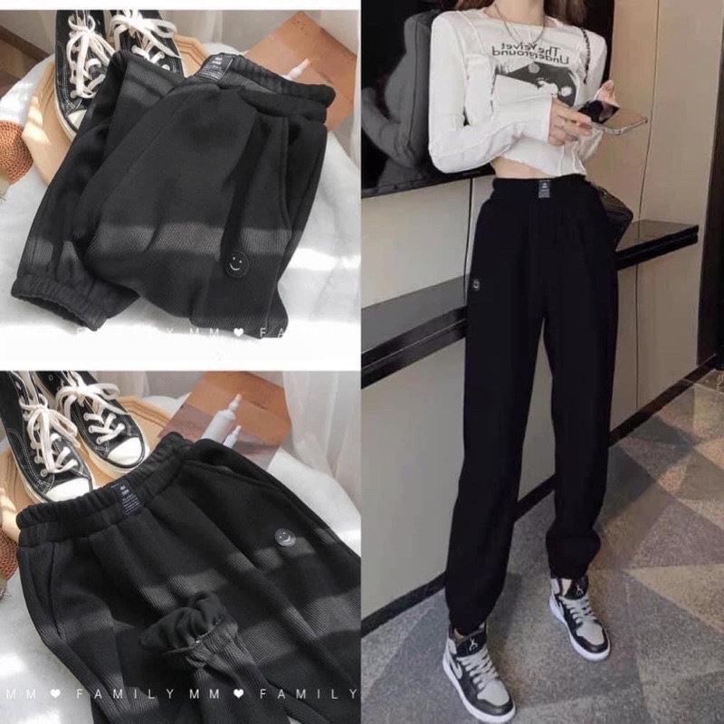 [RẺ VÔ ĐỊCH] Quần jogers Nam/Nữ from thụng Unisex,Quần bom chun mặt cười đủ màu chất bo tăm dày dặn phong các Ulzzang