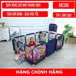 Quây bóng cho bé, quây cũi cho bé, nhà bóng cho bé khung inox hình chữ nhật.