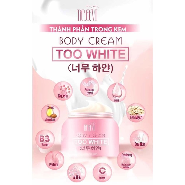 Kem Body Trắng Da Cấp Tốc TOO WHITE DƯỠNG TRẮNG DA TOÀN THÂN - PINK NATURAL BEAUTY | BigBuy360 - bigbuy360.vn