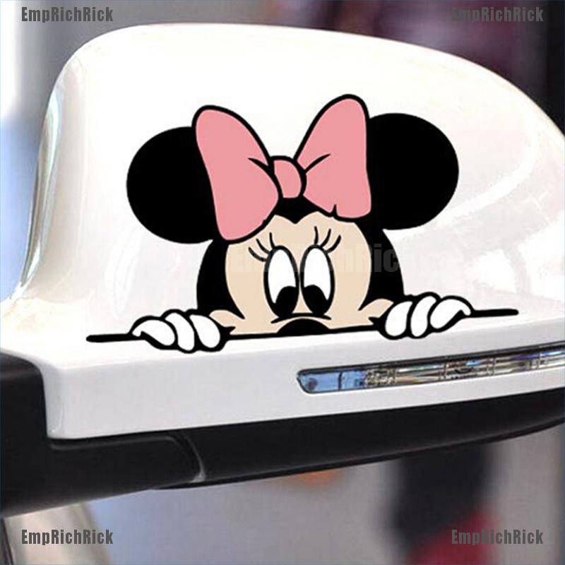 1 Sticker Dán Kính Chiếu Hậu Hình Chuột Mickey Dễ Thương Kích Thước 14x8cm