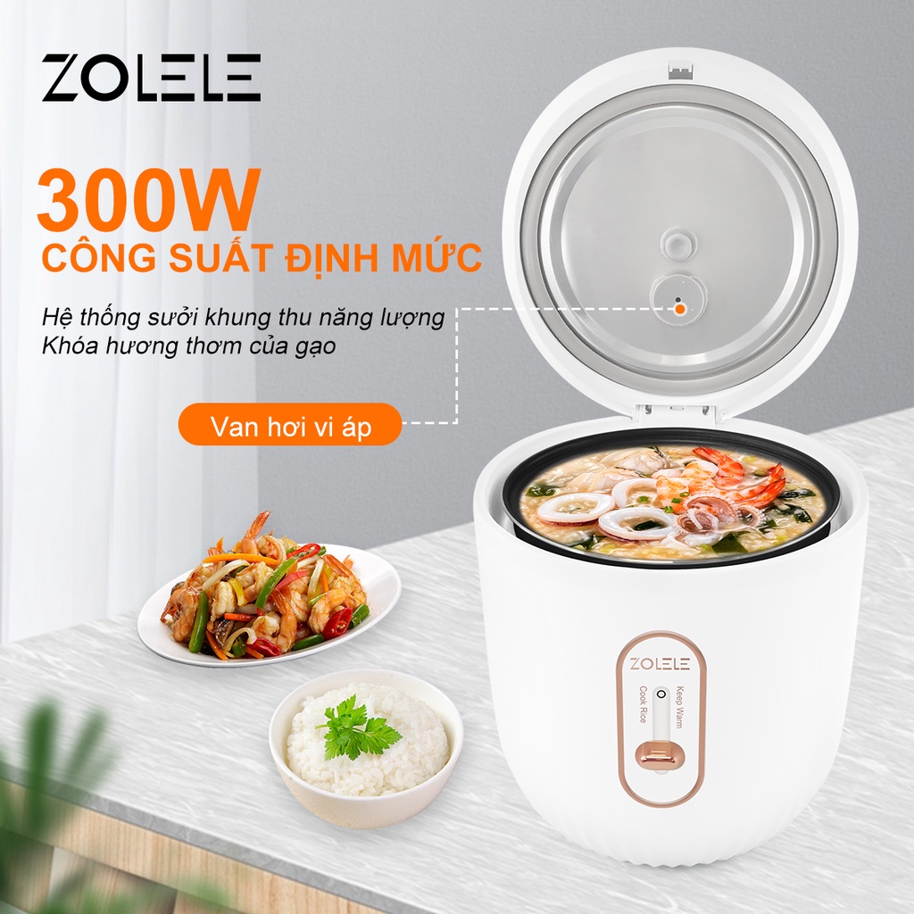 Nồi cơm điện ZOLELE chống dính kiểu tròn nhỏ gọn ZB502 1.6L - Chính hãng