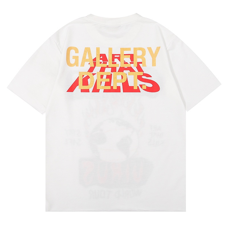 - Gallery Dept. Áo Thun Tay Ngắn In Chữ Cắt Xẻ Viền Mạ Đồng retro Dễ Phối Đồ Phong Cách Hip-hop Đường Phố Cho Cặp Đôi