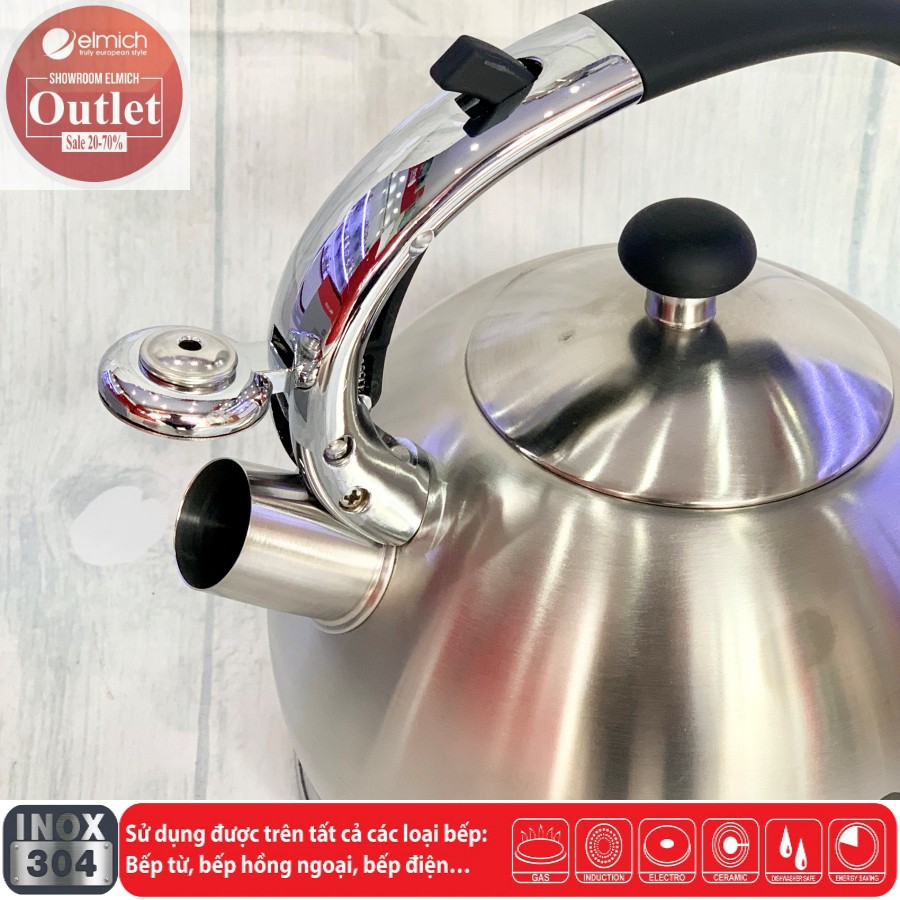 Ấm Siêu Tốc INOX 304 3 Lớp Đáy Từ Elmich EL-3373  - Hàng Chính Hãng