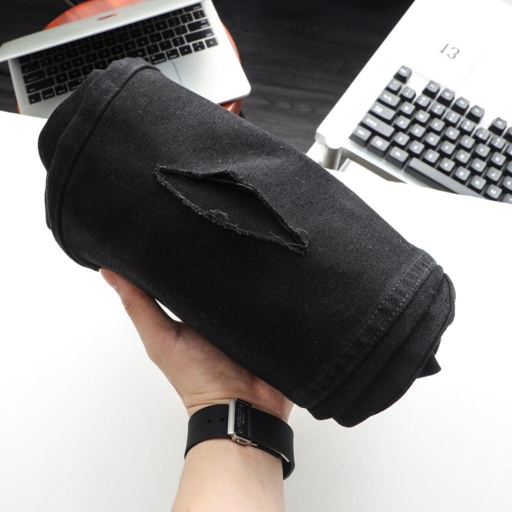 Quần jean dài nam màu đen trơn rách dễ phối chất cotton jean cao cấp PUNDO QJPD04