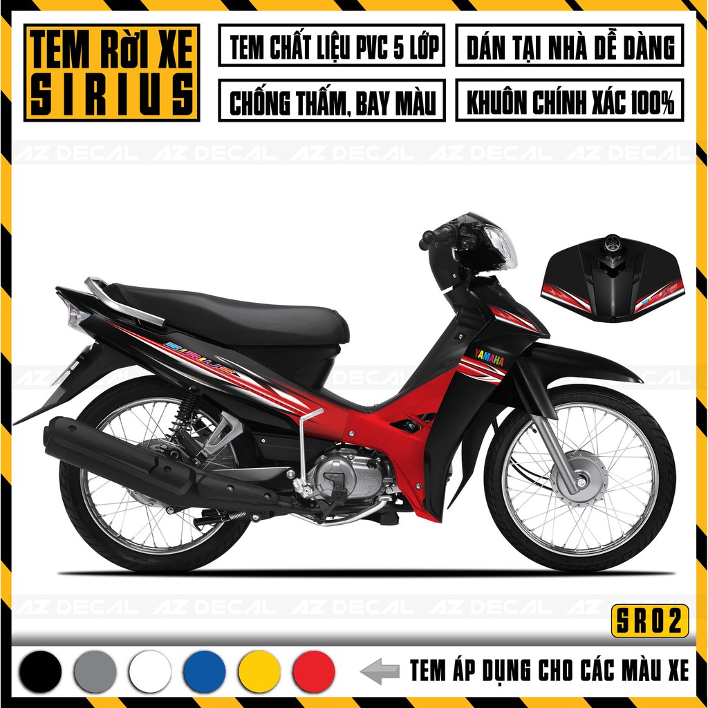 Tem Sirius RC Cao Cấp | SR02 | Team Sirius Rời Màu Đỏ Đen Xanh Trắng Xám Xanh Decal Cắt Sẵn Dễ Dán Xe Sirius
