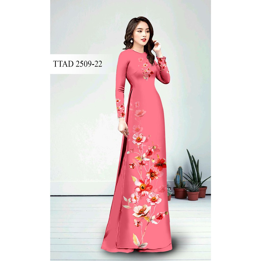 VẢI ÁO DÀI TẰM Ý, IN 3D HỌA TIẾT HOA SANG CHẢNH