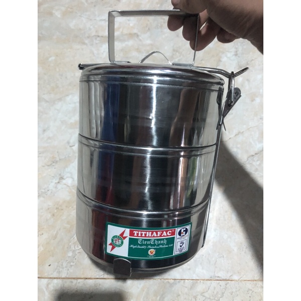 Cà mên 3 ngăn inox dày sáng bóng sử dụng dược bếp từ dùng làm cà men cơm có thể đựng cháo